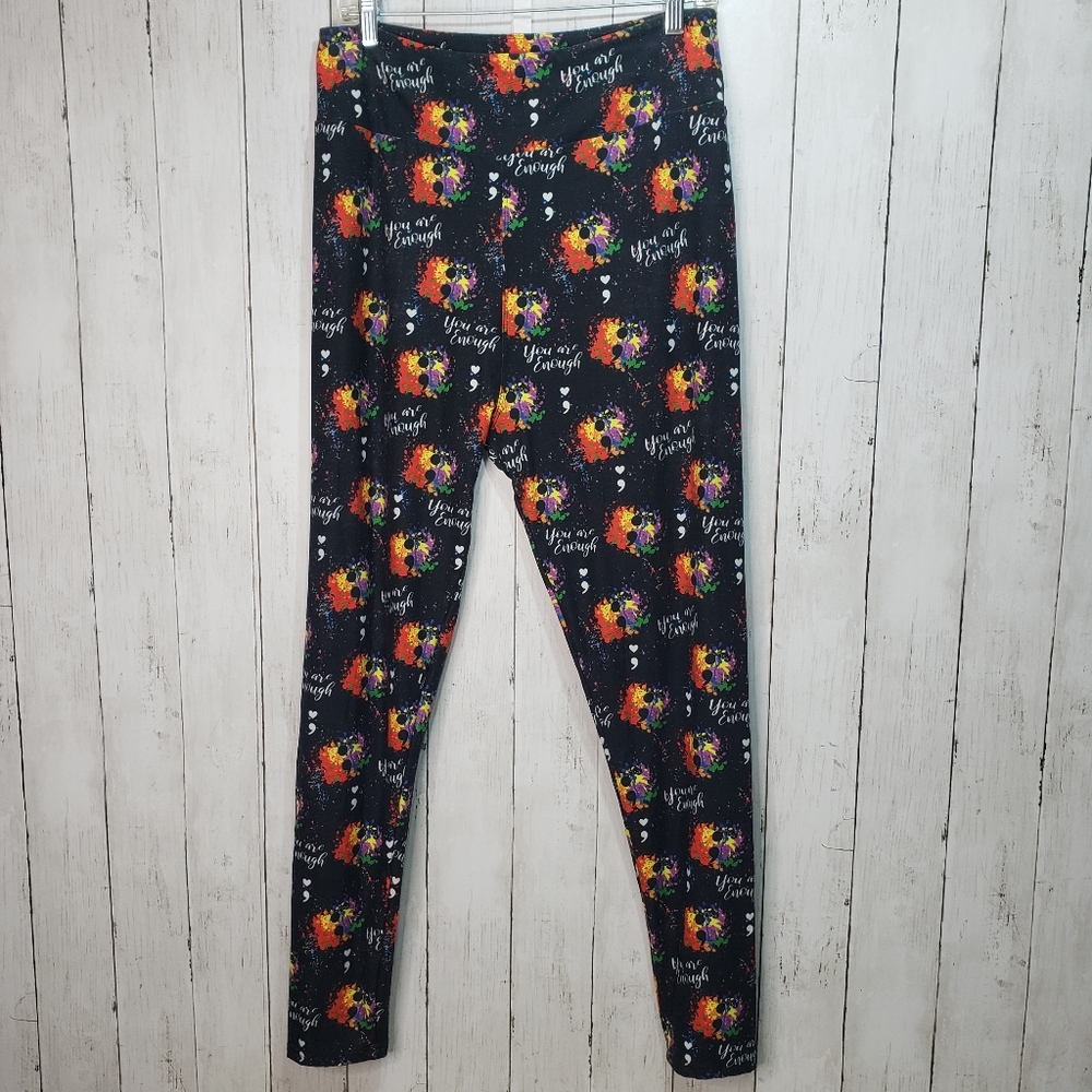 My Lola Leggings Semicolon ; You Are Enough Rainbow Size Curvy (14-20). - Picture 2 of 7